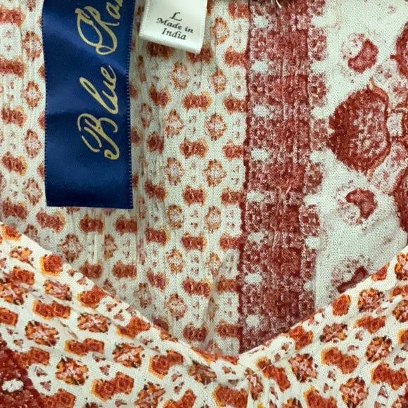 Blue Rain Women's Red BOHO embroidered blouse size (L) V-neck Long Sleeve - Picture 2 of 4